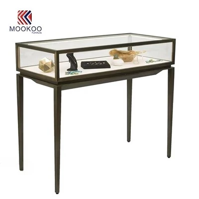 Inspirovaný elegantní tmavý bronz-Zlacený tenký-konzola na nožičkách-průhledné sklo ve stylu-uzavřená slonovina-luxusní šperky s podšívkou