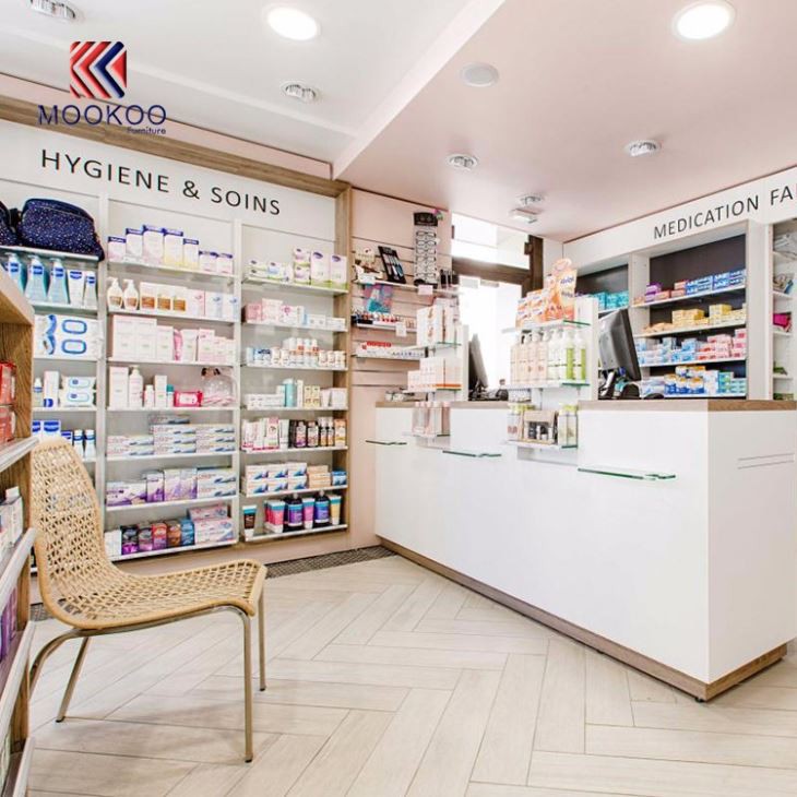 Modern Style Pharmacy Shop Display Cabinet
