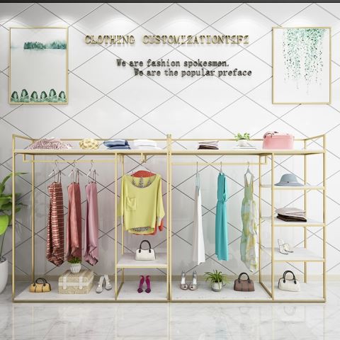 Jednoduchý styl zlaté stojany na oblečení